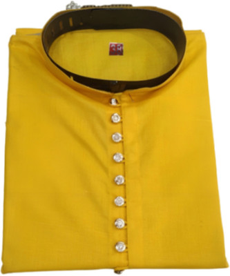 Malaco Enterprises Men Solid Straight Kurta(Yellow)