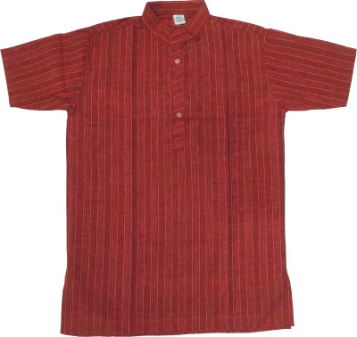 fincart Men Striped Straight Kurta(Red)