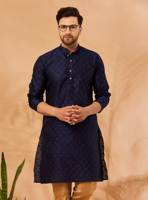 ARMAAN ETHNIC Men Self Design Straight Kurta(Dark Blue)