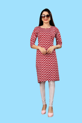 Tulsii Fab Women Printed Anarkali Kurta(Red)