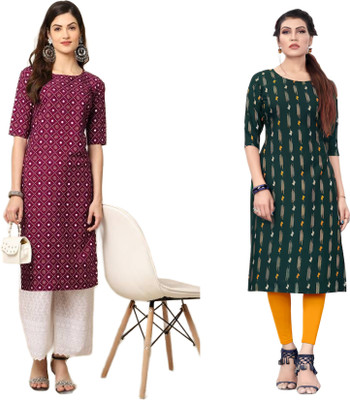 HouseOfCommon Women Printed Straight Kurta(Multicolor)