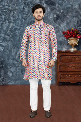 GRATITUDE ROCK Men Printed Straight Kurta(Multicolor)