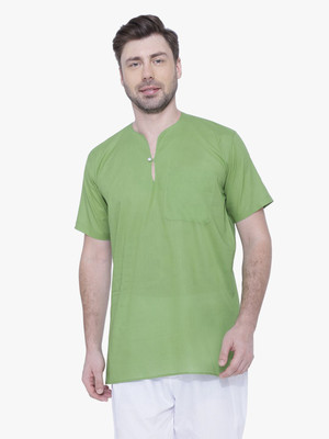 Rajubhai Hargovindas Men Solid Straight Kurta(Light Green)