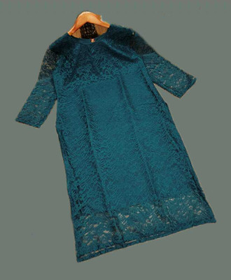PRAVISHRI TRENDS Women Self Design A-line Kurta(Dark Green)