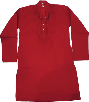 jaisonicreation Men Embroidered Straight Kurta(Red)