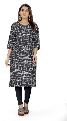 SAIKRUPA FASHION Women Printed A-line Kurta(Black)