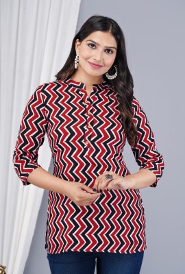 Tanisha Women Printed Straight Kurta(Red, Black, White)