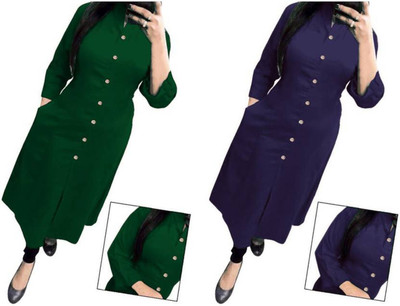 Maaa Meladi CreationS Women Solid A-line Kurta(Multicolor)