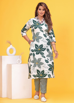 EMPIRE STYLE Women Floral Print A-line Kurta(Dark Green)