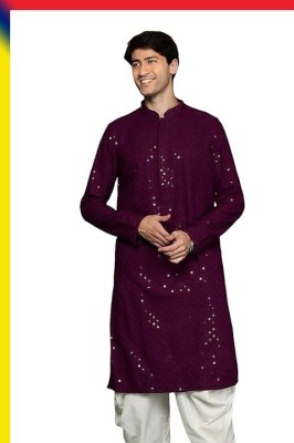 Clawis Men Embroidered Straight Kurta(Multicolor)