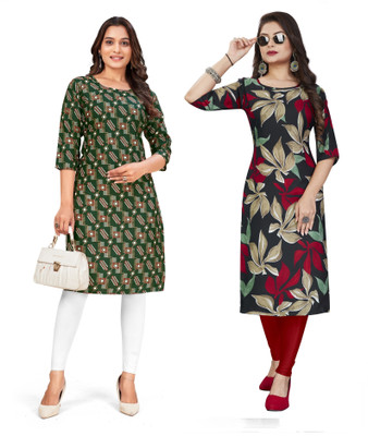 PAYAL POLYESTER Women Printed Straight Kurta(Multicolor)