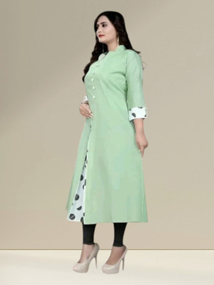 Rangrasiyatexk Women Printed Anarkali Kurta(Green)