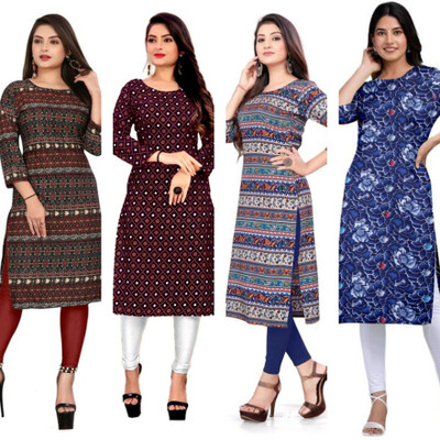 MIROSELLY CREATION Women Geometric Print, Printed Straight Kurta(Multicolor)