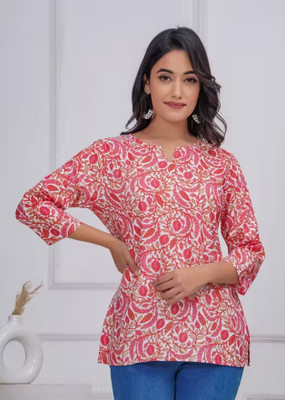 ESTROX Women Floral Print A-line Kurta(Purple)