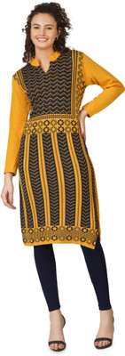 VEMRIS Women Striped Straight Kurta(Yellow)