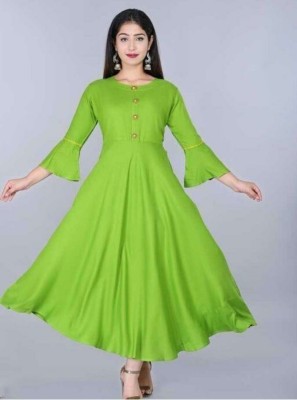 KOSHALYA FAB Women Self Design Anarkali Kurta(Green)