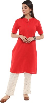 V-MART Women Solid A-line Kurta(Red)