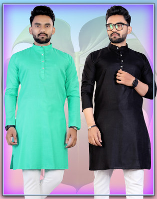 Flossy Men Solid Straight Kurta(Multicolor)