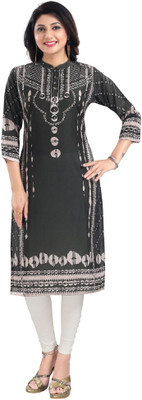 SC KURTIS Women Printed Straight Kurta(Green)