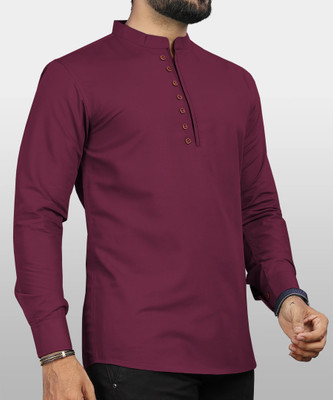 JAGRUTIFASHOIN Men Solid Straight Kurta(Maroon)