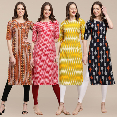 EthnicBasket Women Printed Straight Kurta(Multicolor)