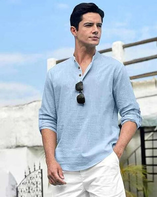 CHIRASVI Men Solid Straight Kurta(Light Blue)