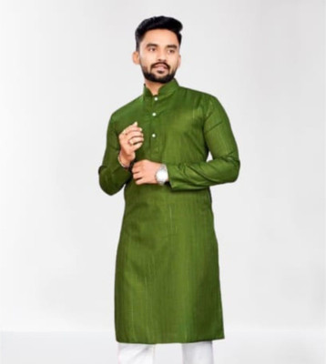 RSR TRADERS Men Solid A-line Kurta(Green)