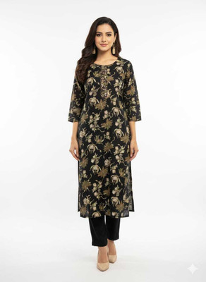 sw world Women Floral Print, Printed Tunic Kurta(White)