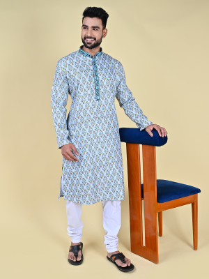 MANNYATA Men Embroidered A-line Kurta(Blue)