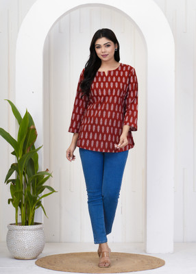 Zwc Women Printed A-line Kurta(Maroon)