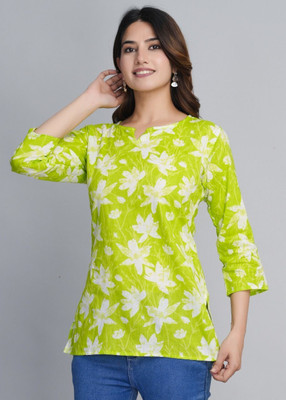 ARZOO Women Floral Print A-line Kurta(Green)