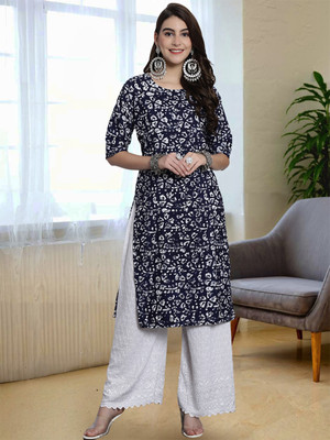 Moda Rapido Women Printed A-line Kurta(Black)
