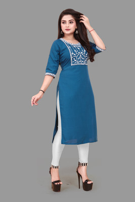 Jayshree Fab Women Embroidered A-line Kurta(Blue)