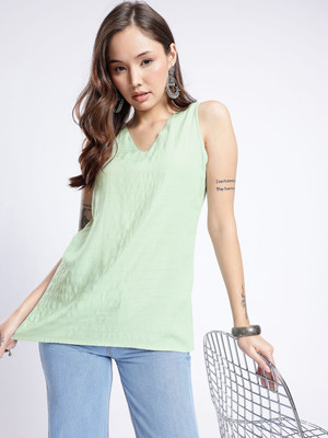 Anouk Rustic Women Solid Straight Kurta(Green)