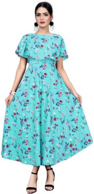 shivay enterprise Women Floral Print A-line Kurta(Light Blue)