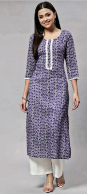 DIGIVASTRA Women Printed Straight Kurta(Purple)
