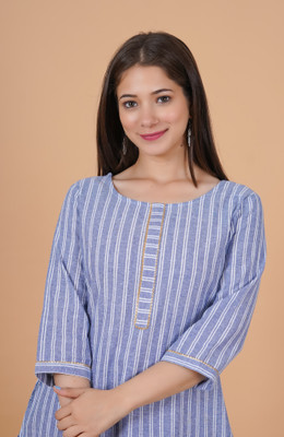 HouseOfCommon Women Printed A-line Kurta(Blue)