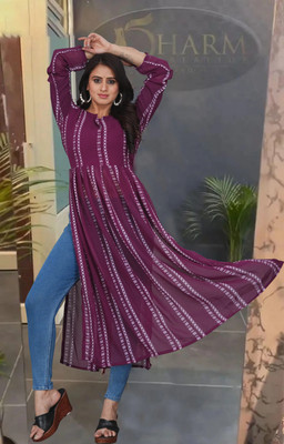 MAVEKRIZ Women Printed A-line Kurta(Purple)