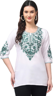 COLOR TIPS Women Embroidered A-line Kurta(Black)