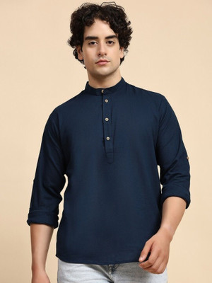 Moda Rapido Men Solid Ethnic Dress Kurta(Blue)