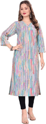 AAI DEEP IMPEX Women Printed A-line Kurta(Grey)