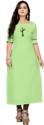 mahi creation Women Self Design Straight Kurta(Green)