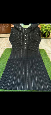 SHAAN ENTERPRISES Women Striped, Geometric Print Straight Kurta(Black)