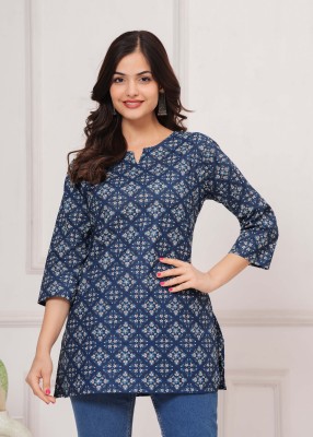 SEEJAVA Casual Printed Women Dark Blue, Blue, White Top