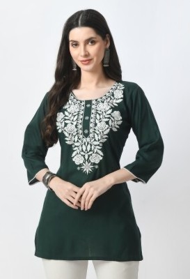 Shivam Surgicle Women Self Design Straight Kurta(Dark Green)