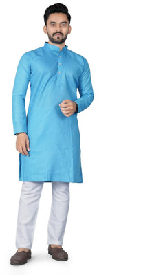 DHASU TRENDZ Men Solid Straight Kurta(Blue)