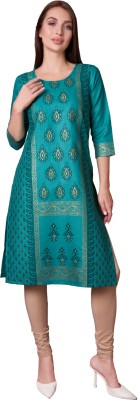 True Spirit Women Printed A-line Kurta(Green)