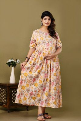 Khoj Bagda Women Floral Print Anarkali Kurta(Multicolor)