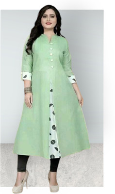 U CREATION Women Printed Straight Kurta(Light Green)
