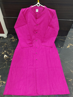 SUHAIL ANSARI Women Striped A-line Kurta(Pink)